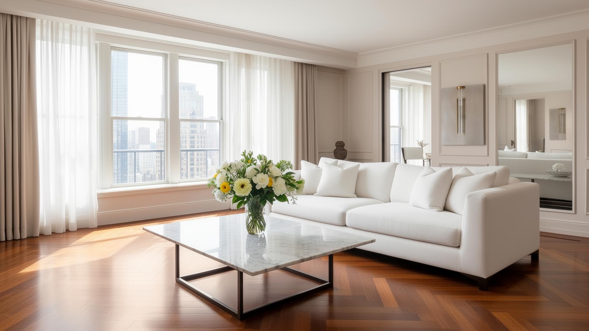 Spotlessly clean luxury living room in a New Jersey home